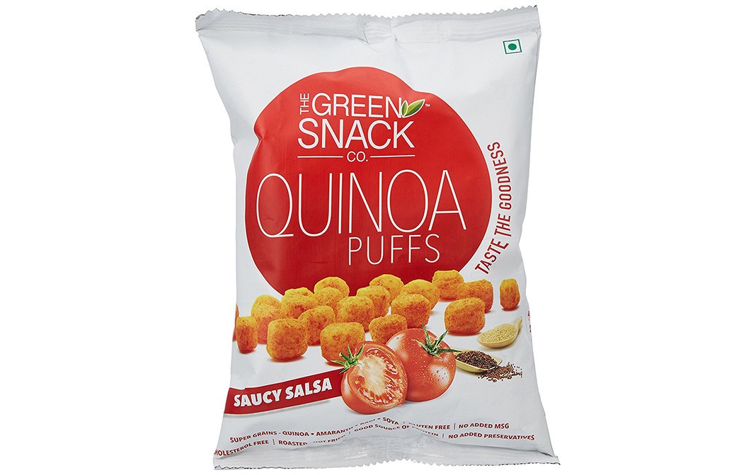 The Green Snack Co Quinoa Puffs Saucy Salsa   Pack  50 grams